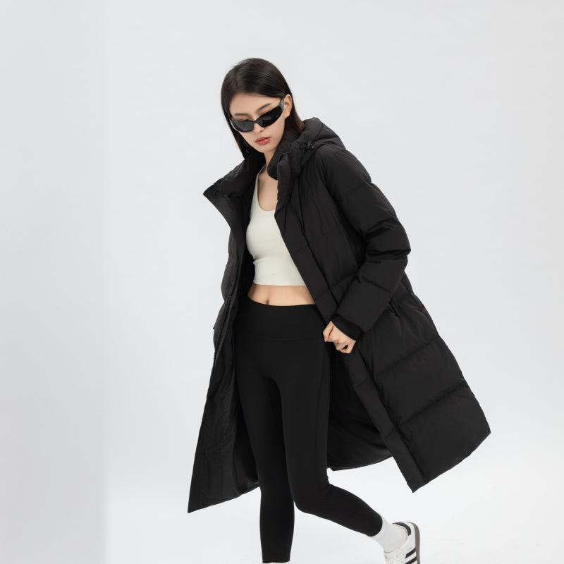 “Elegant Noir” Women’s Long Down Jacket