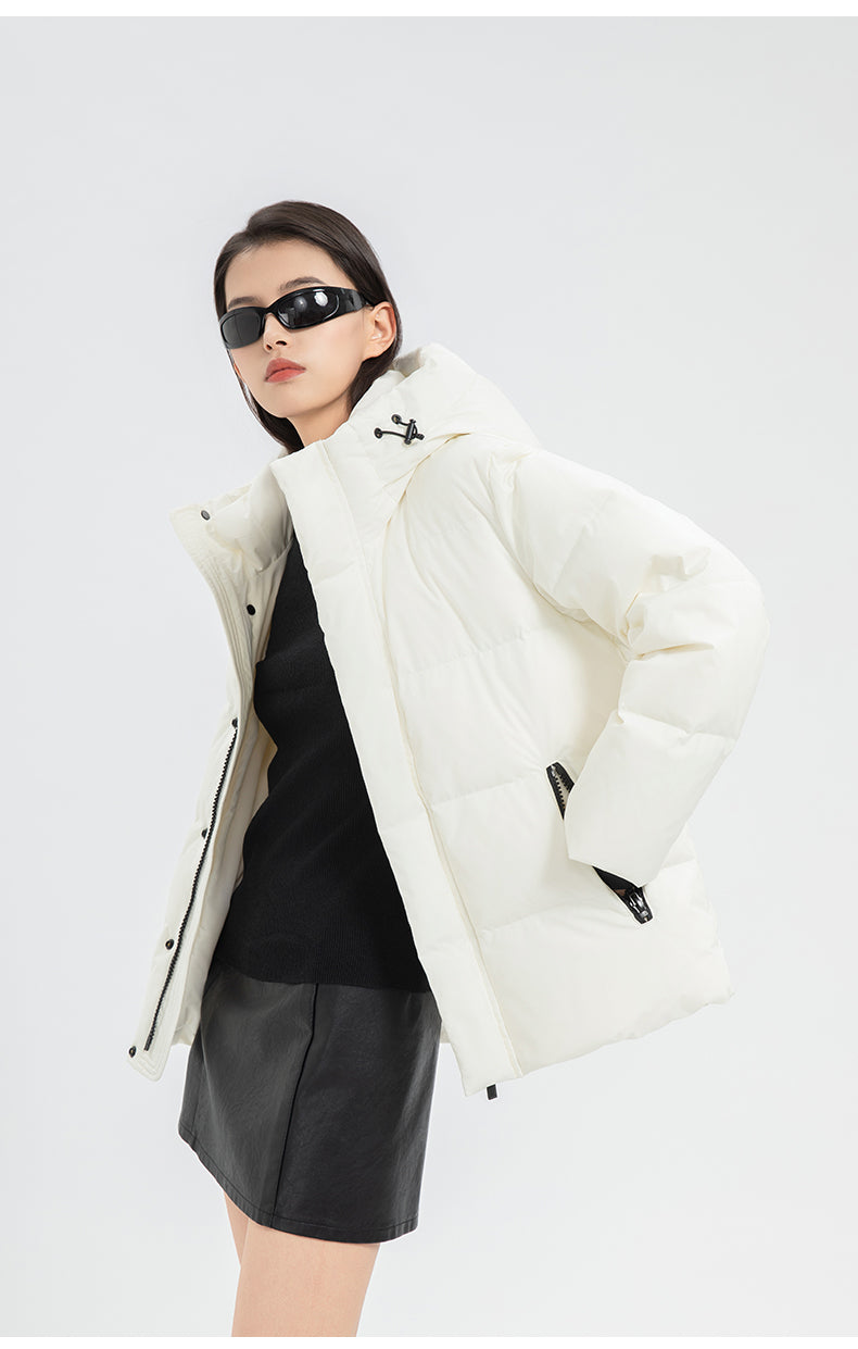 “Ivory Chic” Women’s Short Down Jacket