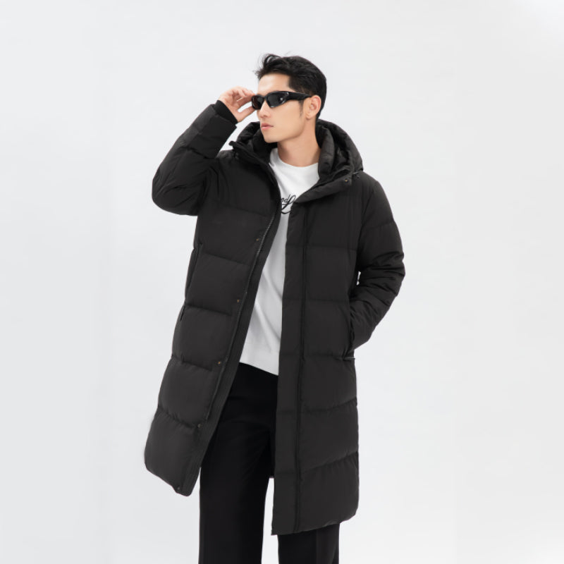 “Classic Noir” Men’s Long Down Jacket